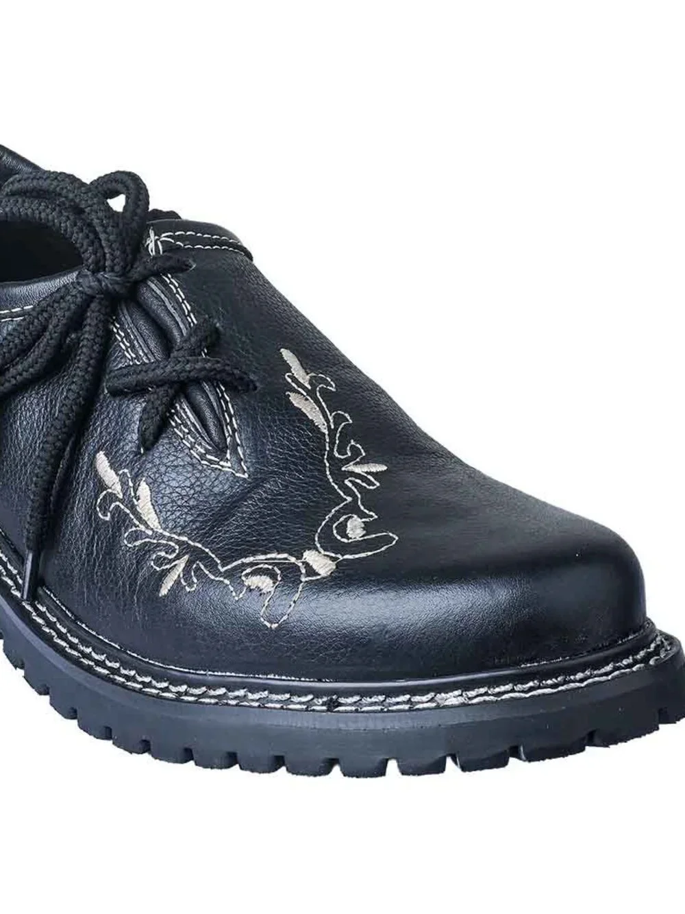 Oktoberfest Shoes for Men Black Embroidered German Bavarian Leather Shoes